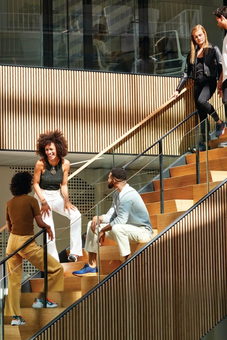 The open staircases of the ASICS headquarters