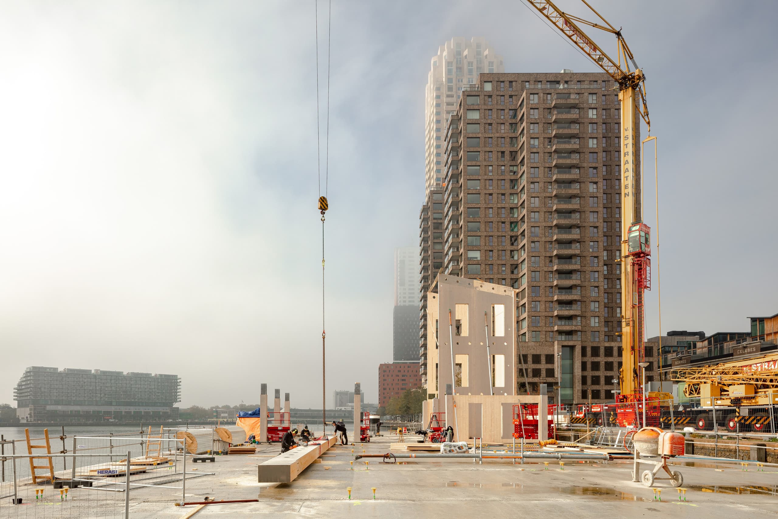The timber structure of the Floating Office Rotterdam
