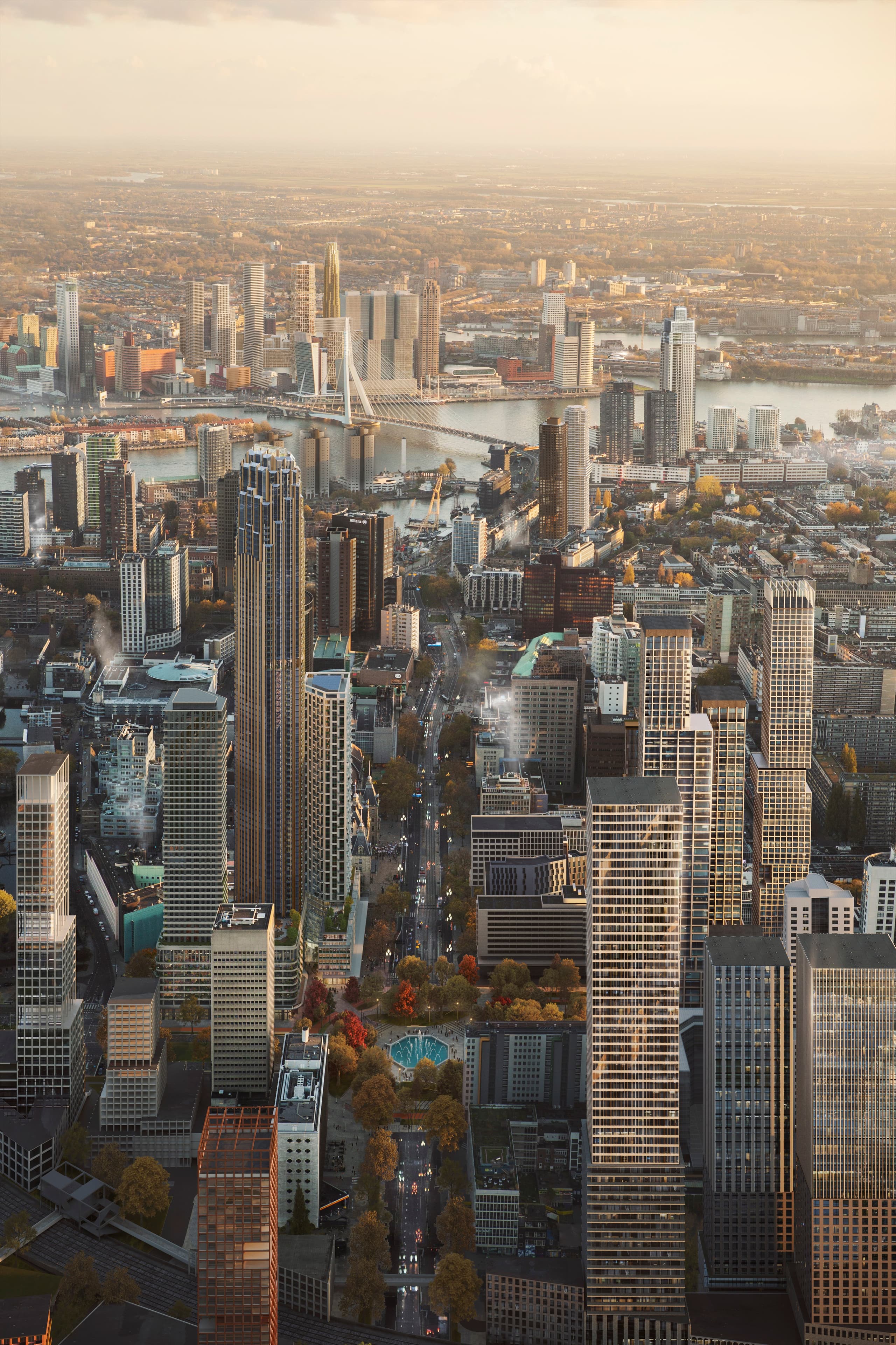 RISE in the Rotterdam skyline, seen over the Coolsingel